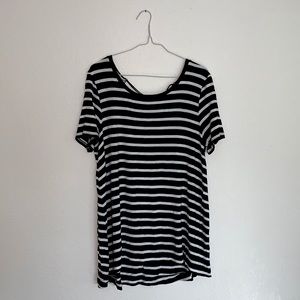 striped black and white corset back top